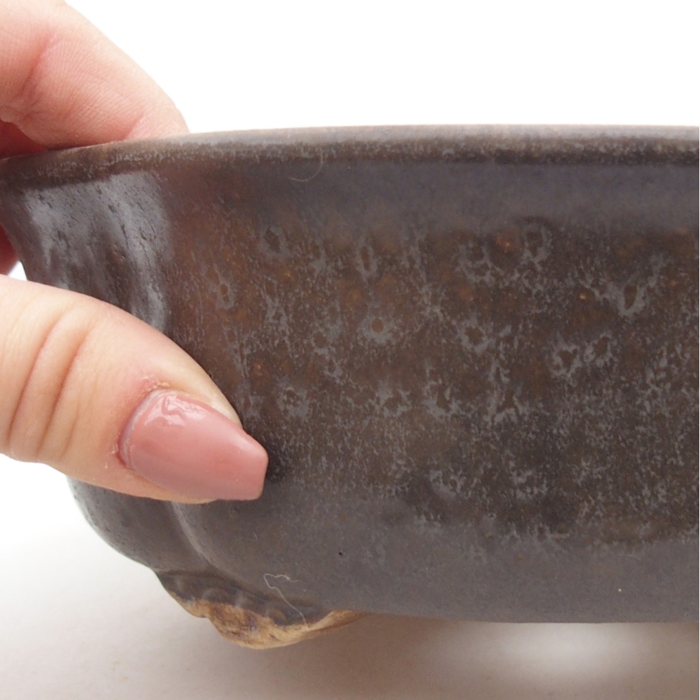 Ceramiczna miska do bonsai 18,5 x 17 x 6 cm, brązowa