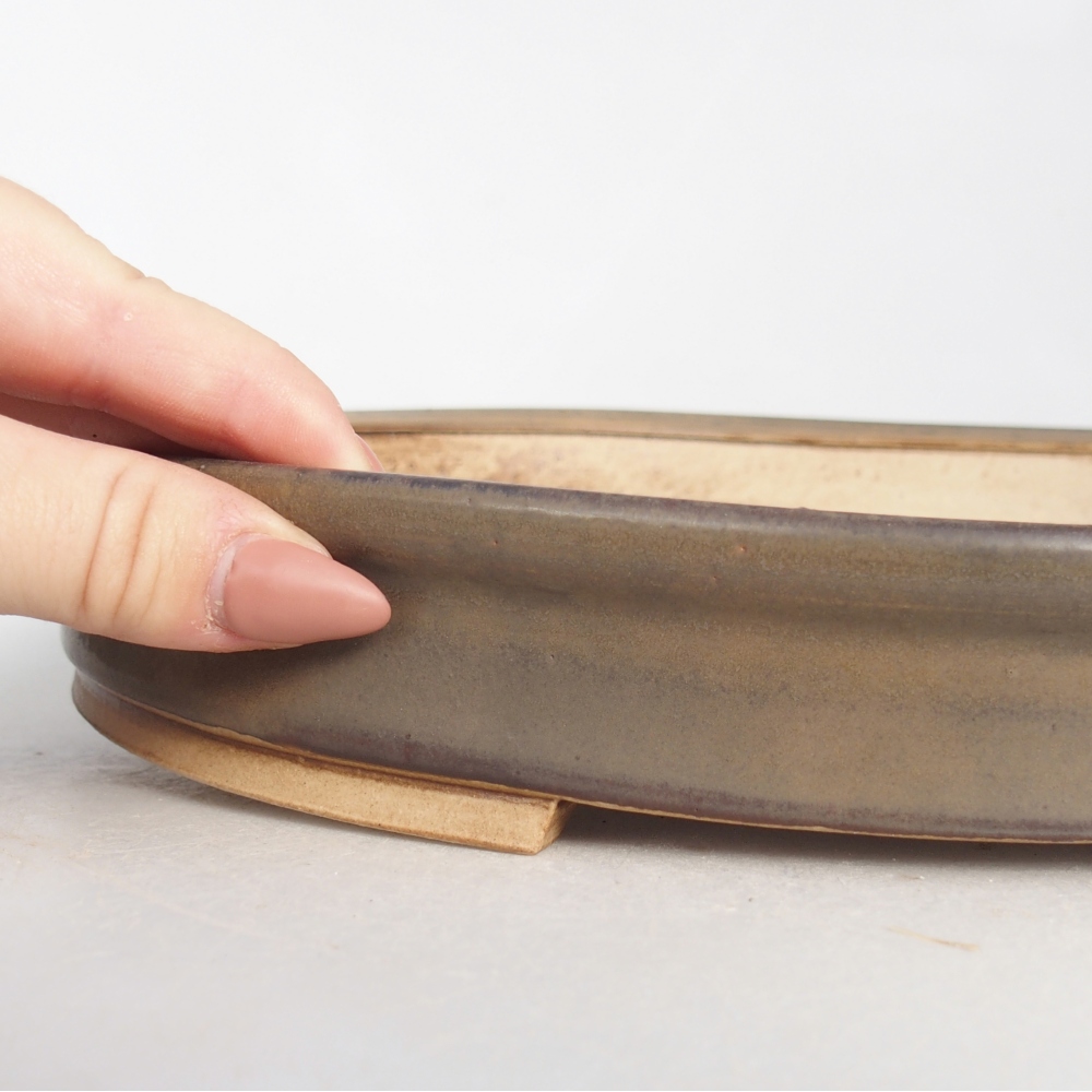 Ceramiczna miska do bonsai 30,5 x 26,5 x 4 cm, brązowa