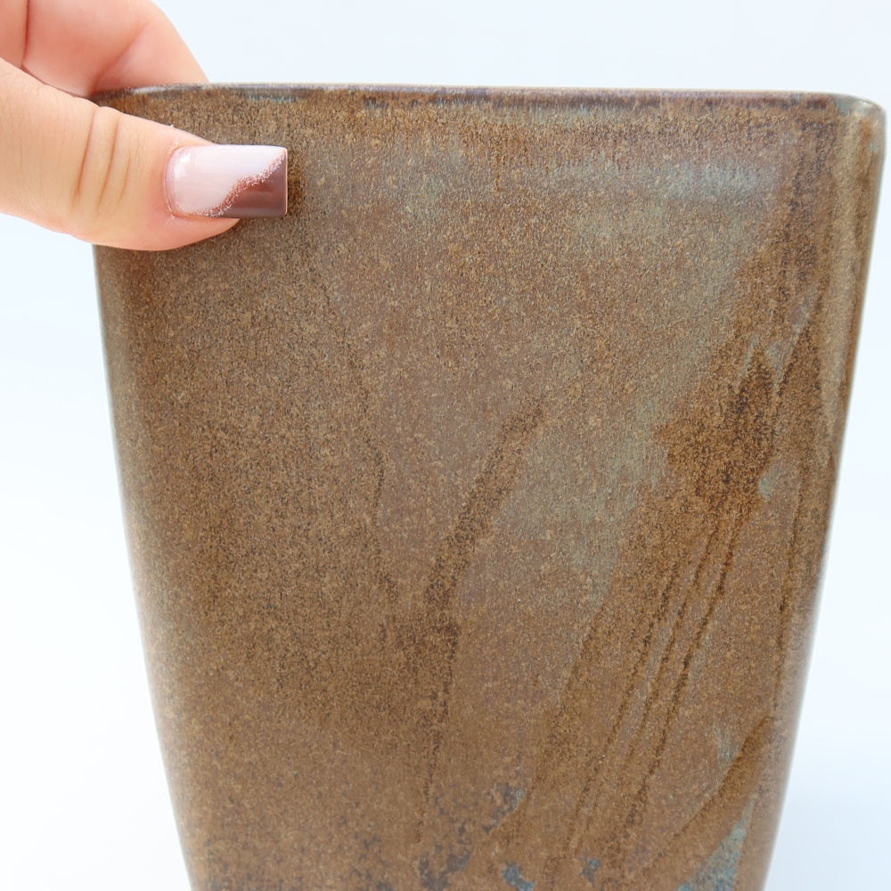Ceramiczna miska do bonsai 13,5 x 13,5 x 15 cm, kolor brązowy