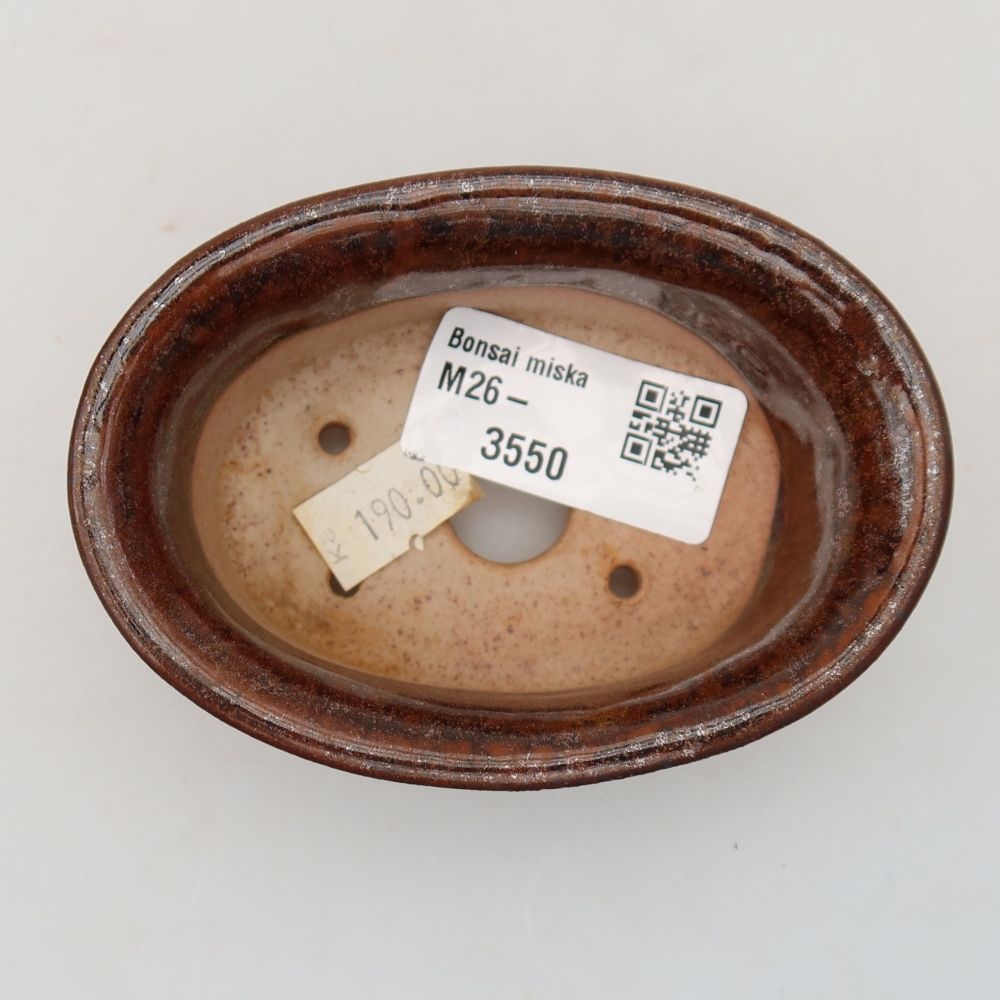 Ceramiczna miseczka do bonsai 9,5 x 6,5 x 3 cm, kolor brązowy