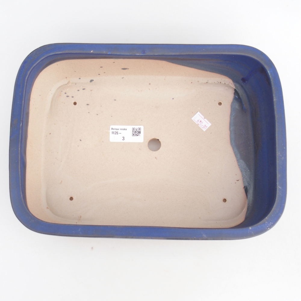 Ceramiczna miska na bonsai 28,5 x 21 x 7,5 cm, kolor niebieski