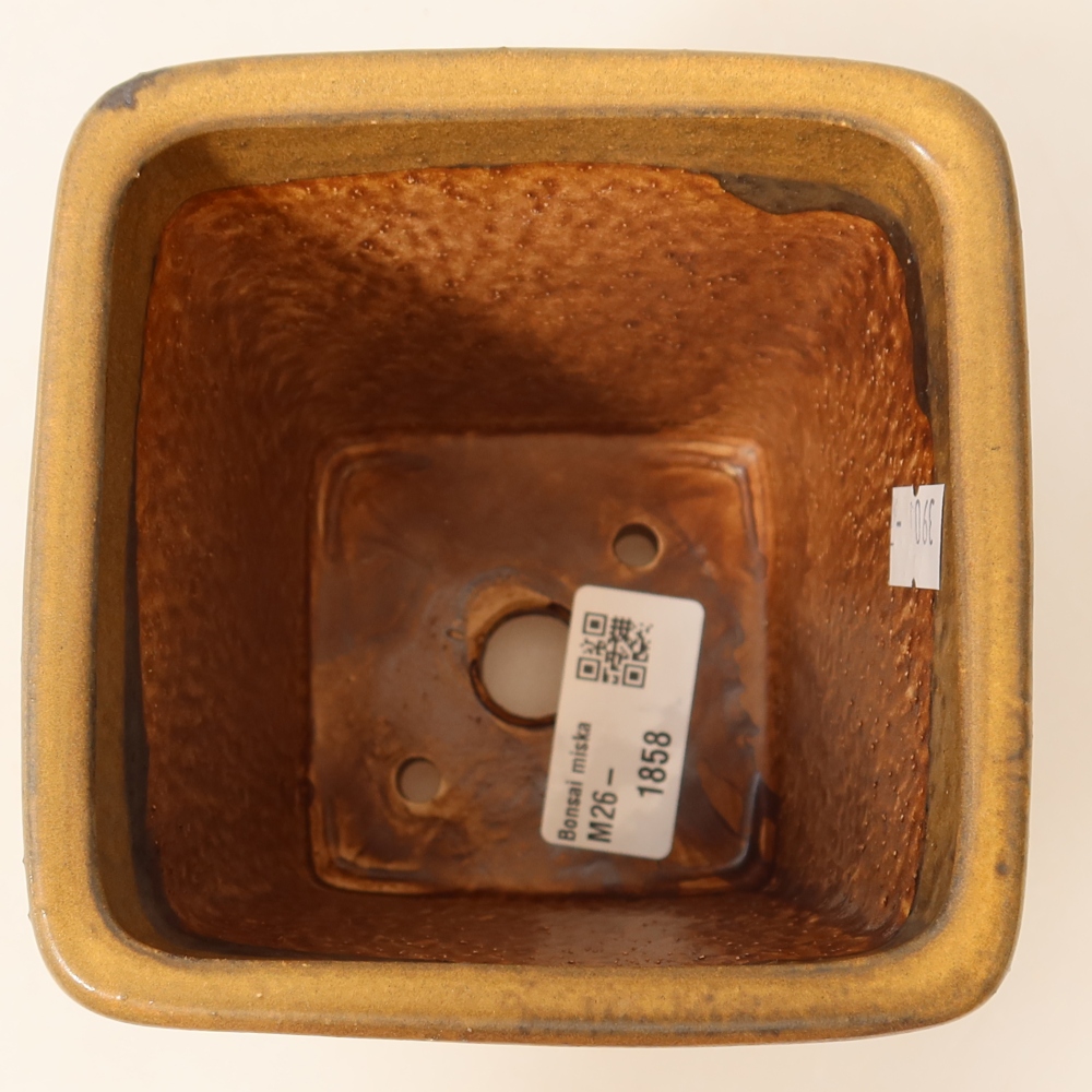 Ceramiczna miska do bonsai 10,5 x 10,5 x 12 cm, kolor brązowy