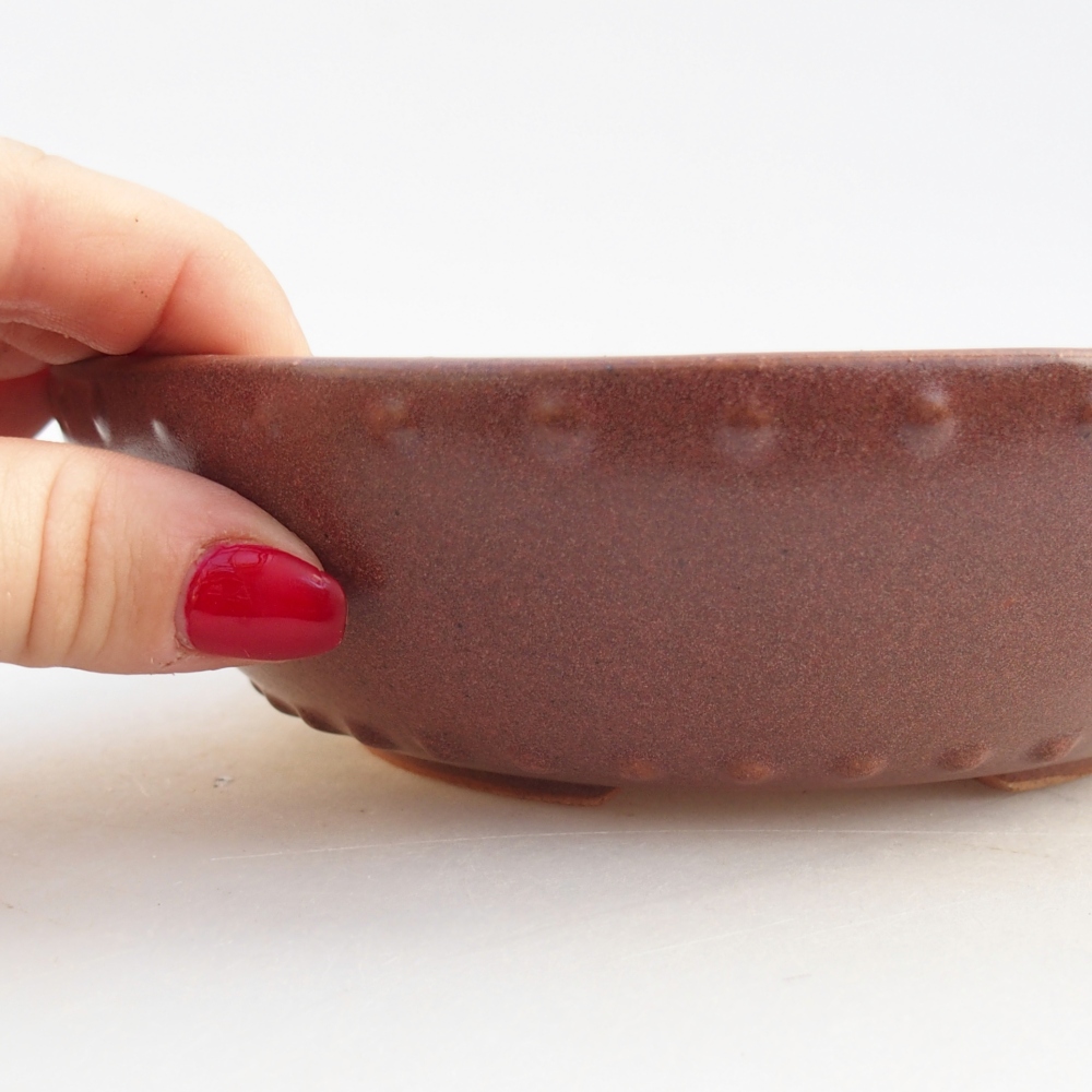 Ceramiczna miska do bonsai 17,5 x 17,5 x 5 cm, kolor bordowy