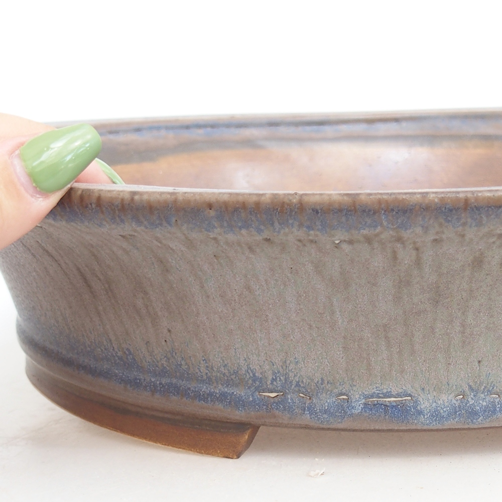Ceramiczna miska na bonsai 32,5 x 28 x 7,5 cm, kolor niebieski