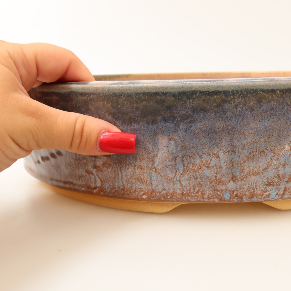 Ceramiczna miska do bonsai 31 x 31 x 7,5 cm, kolor niebieski