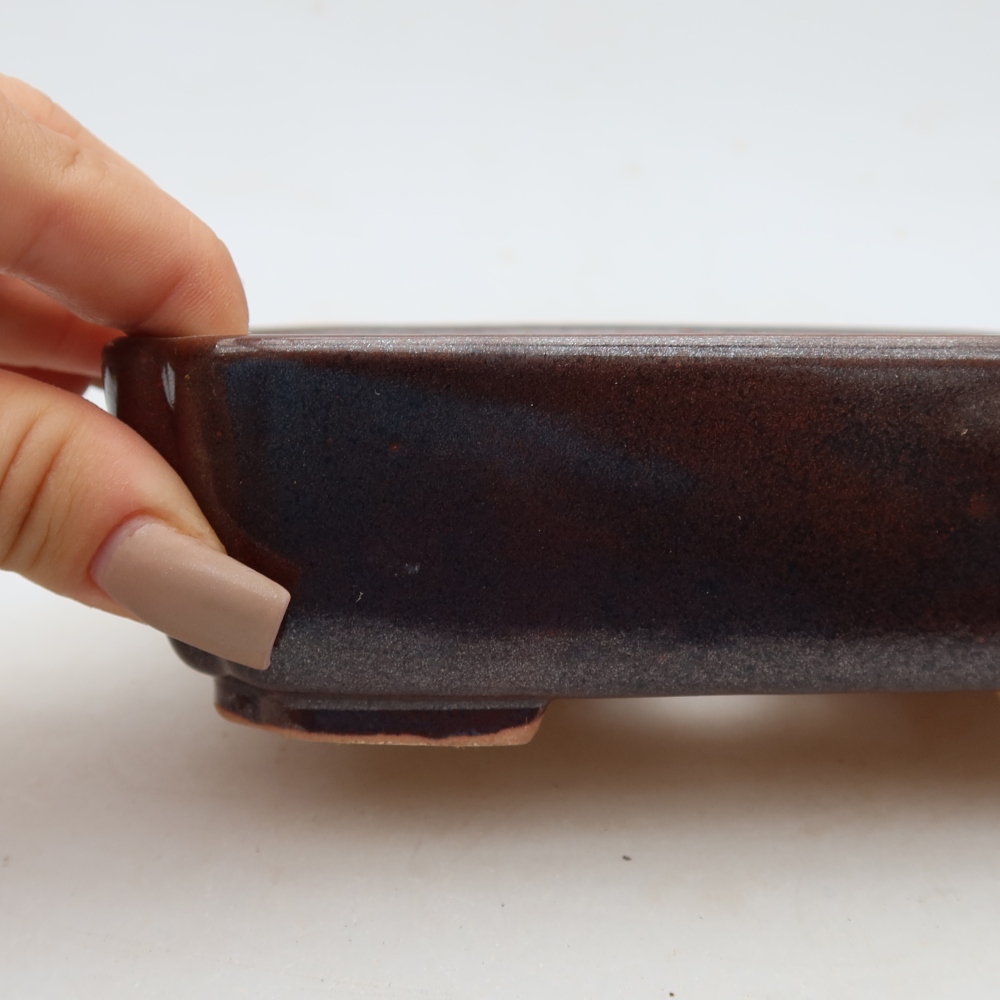 Ceramiczna miska do bonsai 15 x 12,5 x 4,5 cm, kolor brązowy