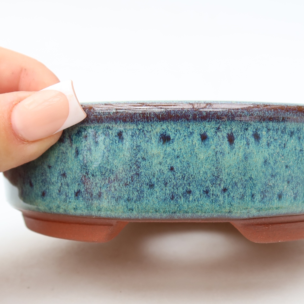 Ceramiczna miska do bonsai 13 x 13 x 4 cm, kolor zielony