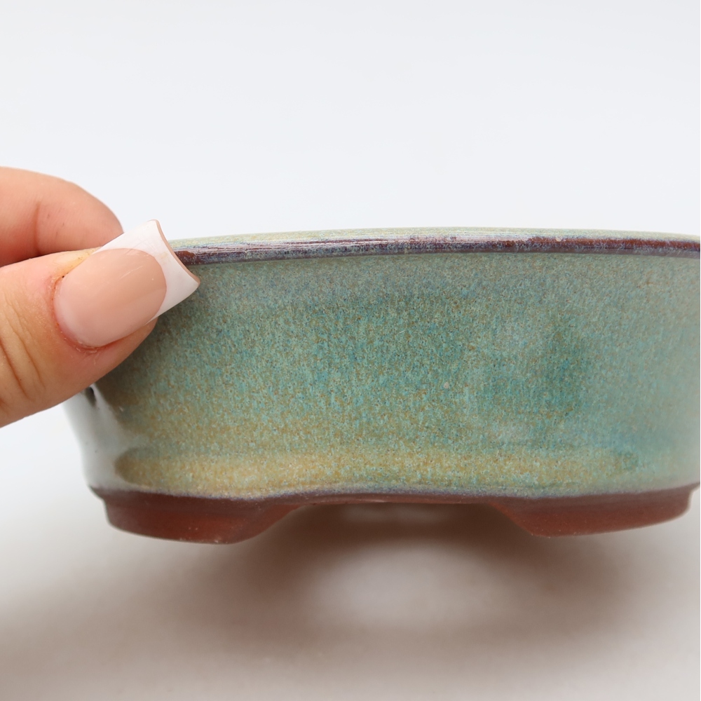 Ceramiczna miska do bonsai 14,5 x 14,5 x 4,5 cm, kolor zielony