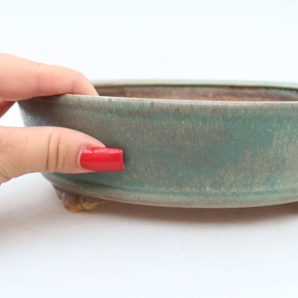 Ceramiczna miska do bonsai 21,5 x 21,5 x 6 cm, zielona