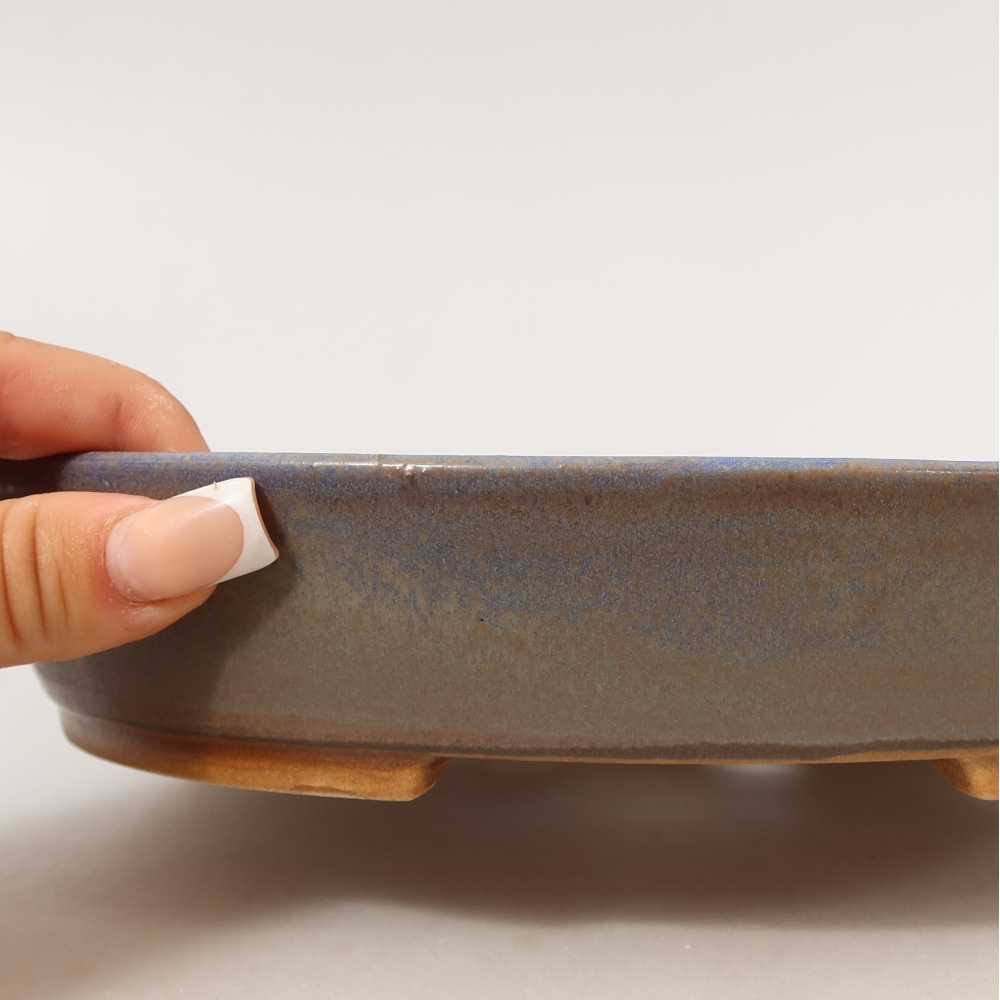 Ceramiczna miska do bonsai 22,5 x 20 x 4,5 cm, kolor niebieski