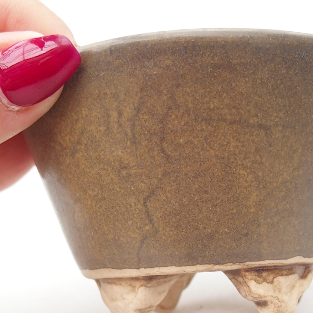 Ceramiczna miska do bonsai 8 x 8 x 5,5 cm, kolor brązowy