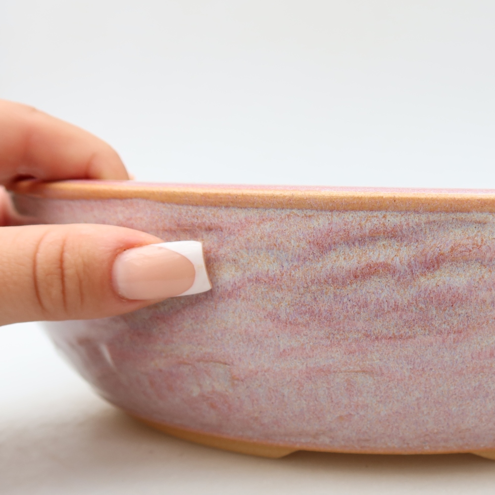 Ceramiczna doniczka do bonsai 26,5 x 26,5 x 7,5 cm, kolor różowy