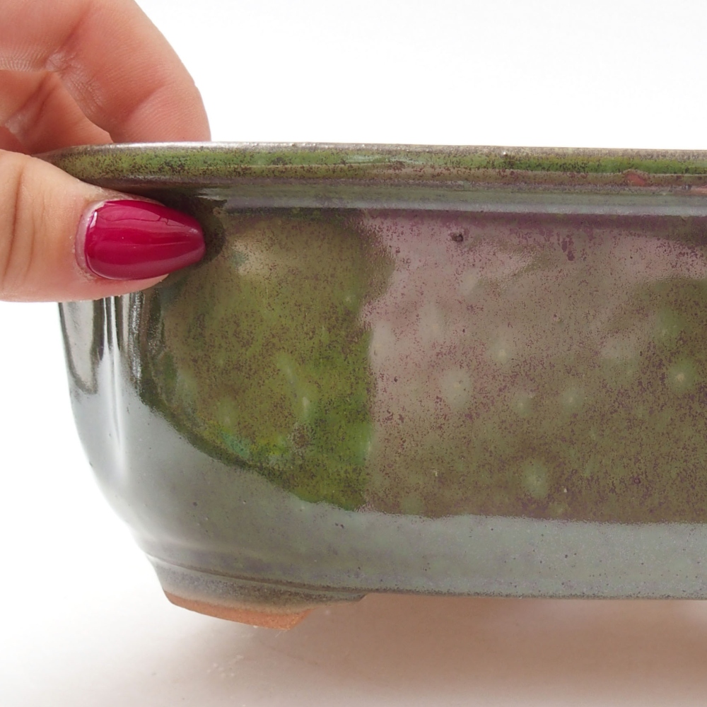 Ceramiczna miska bonsai 22 x 18 x 7 cm, kolor zielony