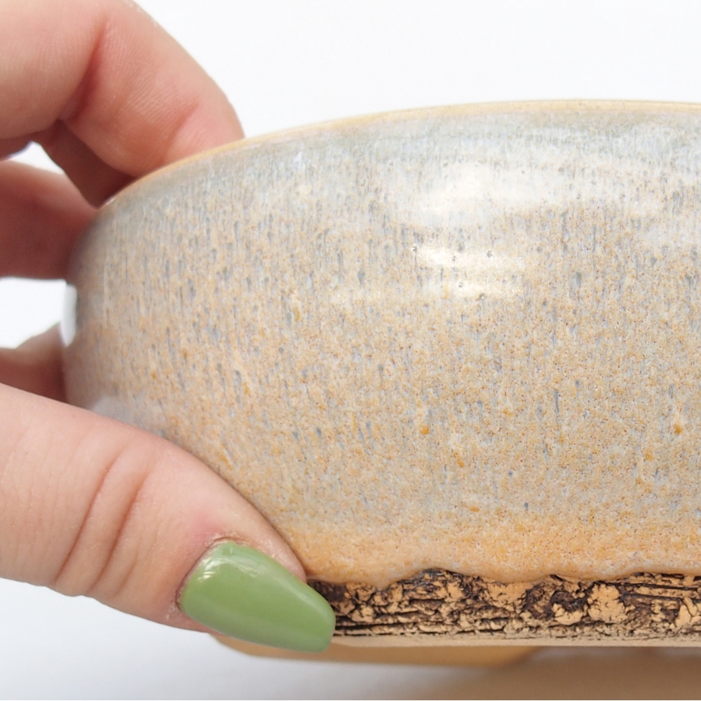 Ceramiczna miska do bonsai 15 x 15 x 5 cm, zielono-brązowa