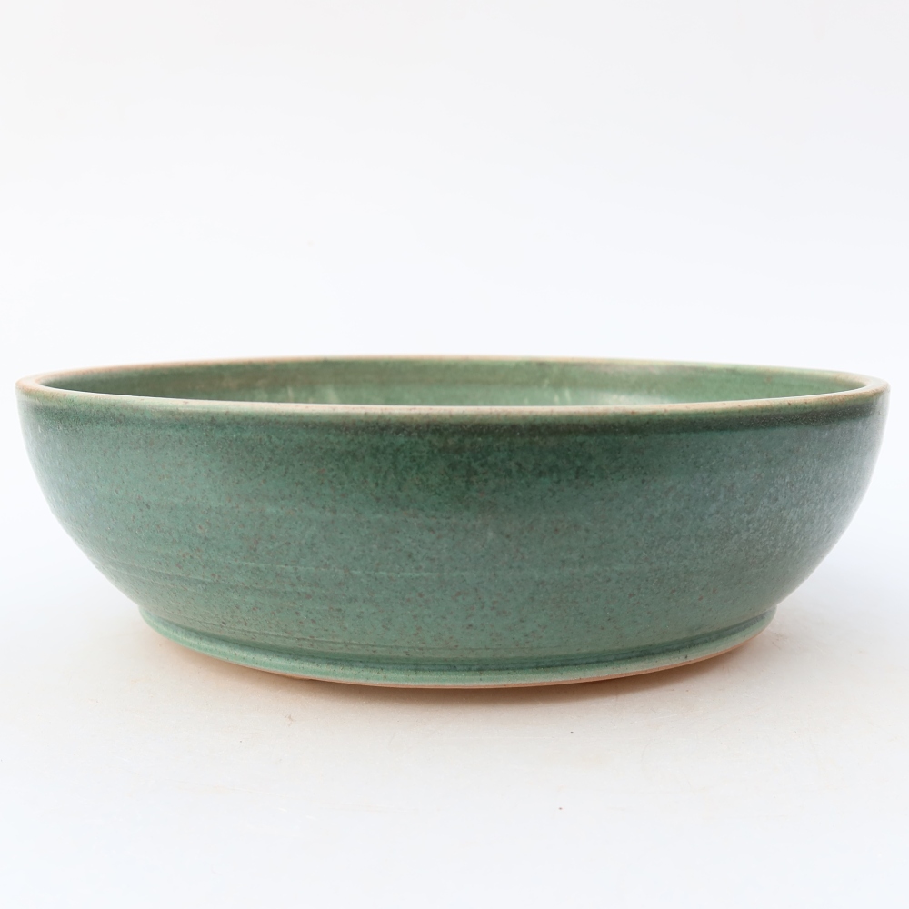 Ceramiczna miska na bonsai 19,5 x 19,5 x 5,5 cm, kolor zielony