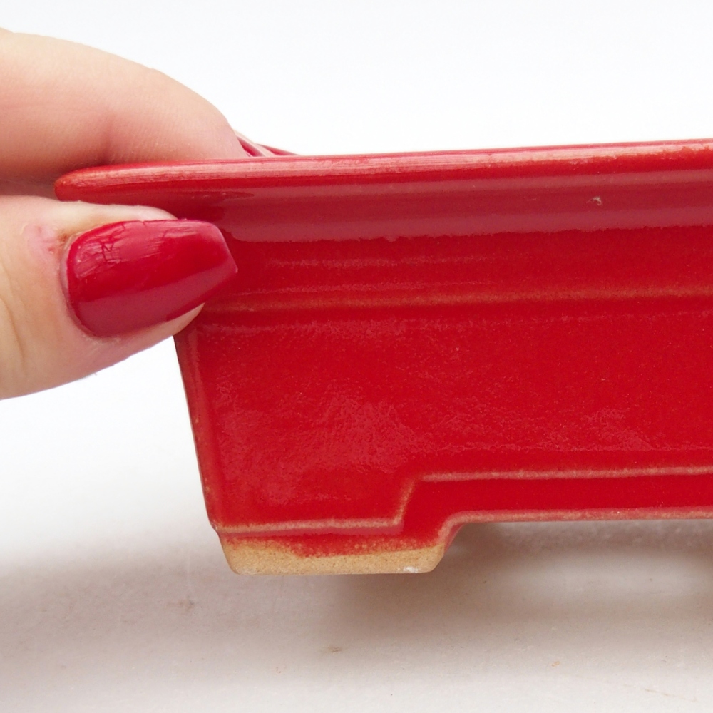 Ceramiczna miska do bonsai 11 x 8,5 x 4 cm, kolor czerwony