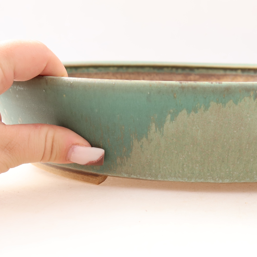 Ceramiczna miska do bonsai 32 x 27,5 x 6,5 cm, kolor zielony