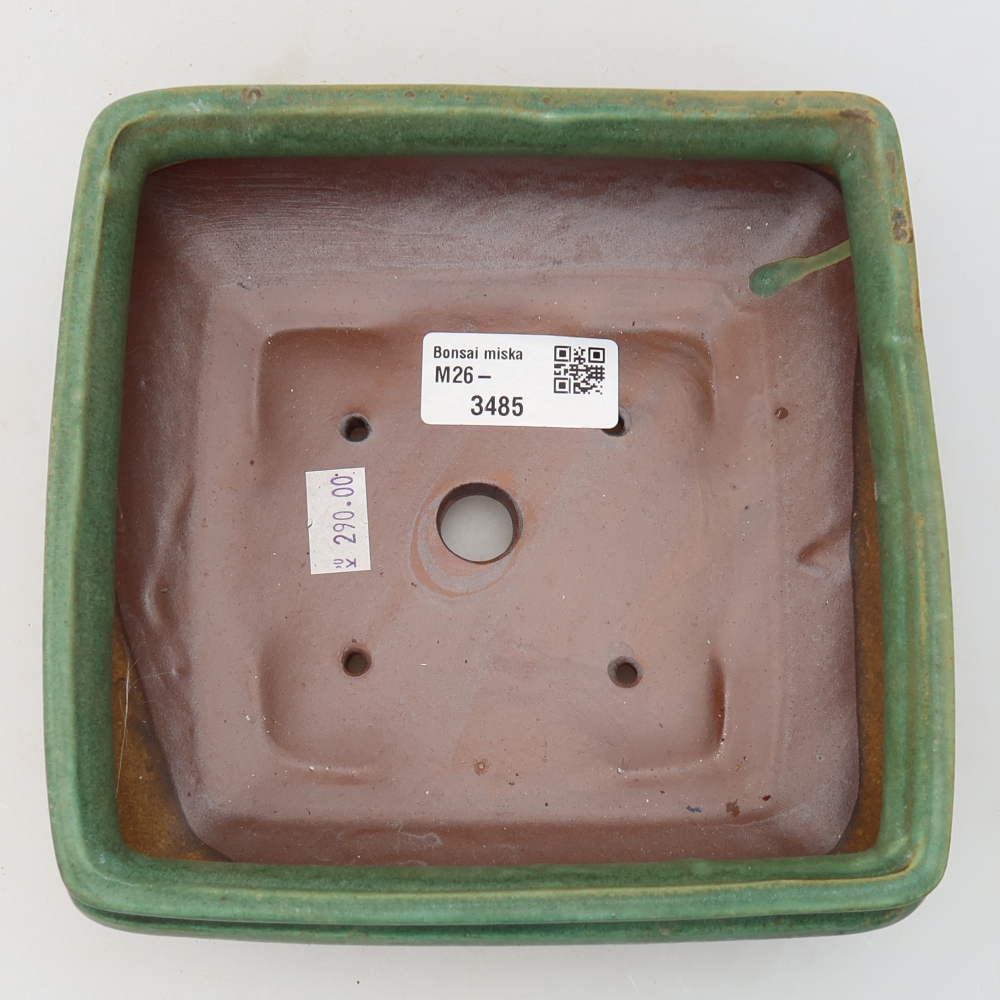 Ceramiczna miska do bonsai 15,5 x 15,5 x 6 cm, zielona