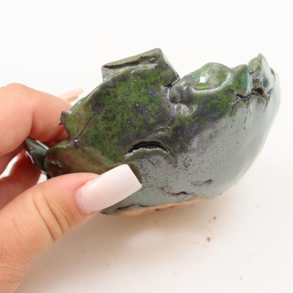 Ceramiczna skorupa  11 x 10,5 x 5,5 cm, kolor zielony