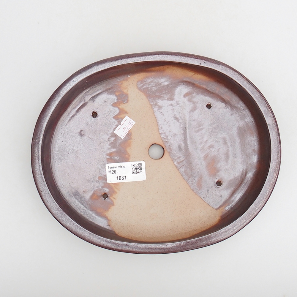 Ceramiczna miska do bonsai 24 x 19,5 x 4 cm, bordowa