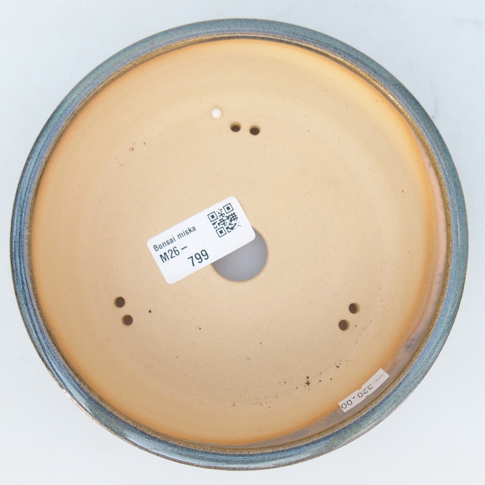 Ceramiczna miska na bonsai 15,5 x 15,5 x 5 cm, niebiesko-szara