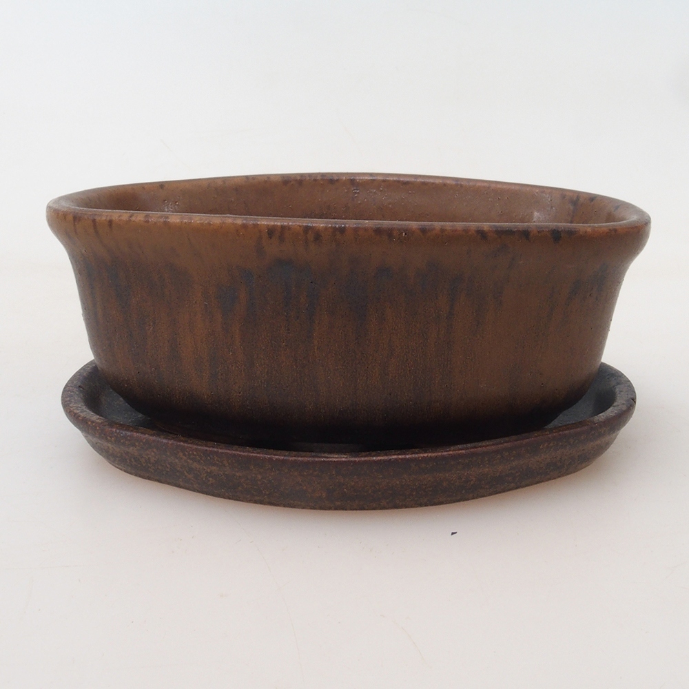 Miska do bonsai + podstawka H05 – 11 x 8 x 4 cm. – brązowa