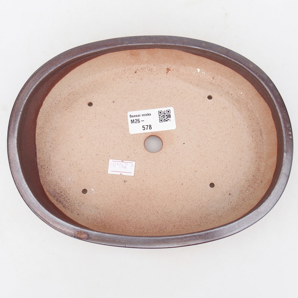 Ceramiczna miska na bonsai 22 x 17 x 4 cm, brązowa