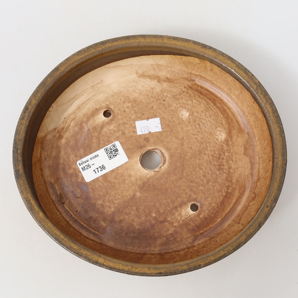 Ceramiczna miska na bonsai 21 x 19 x 4,5 cm, brązowa