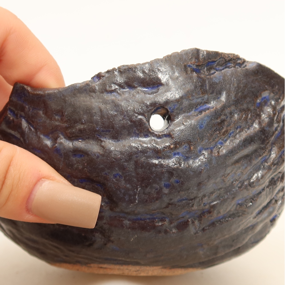 Ceramiczna skorupa do kokedamy 12,5 x 12 x 7 cm, kolor niebieski