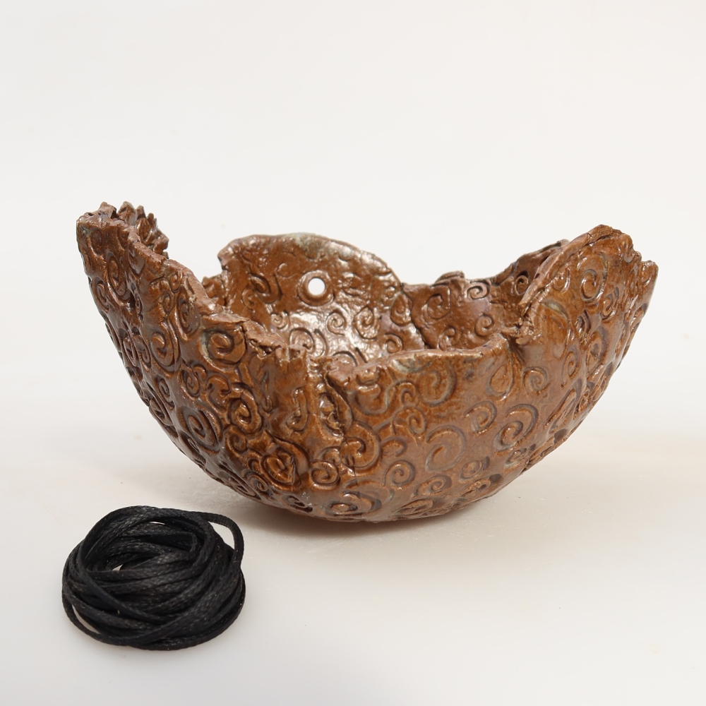 Ceramiczna skorupa do kokedamy 13 x 12,5 x 8 cm, kolor brązowy