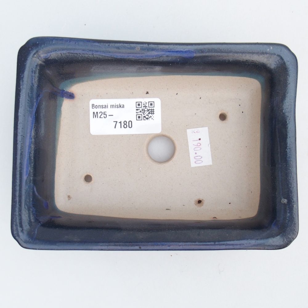 Ceramiczna miska do bonsai 14 x 10,5 x 4 cm, kolor niebieski