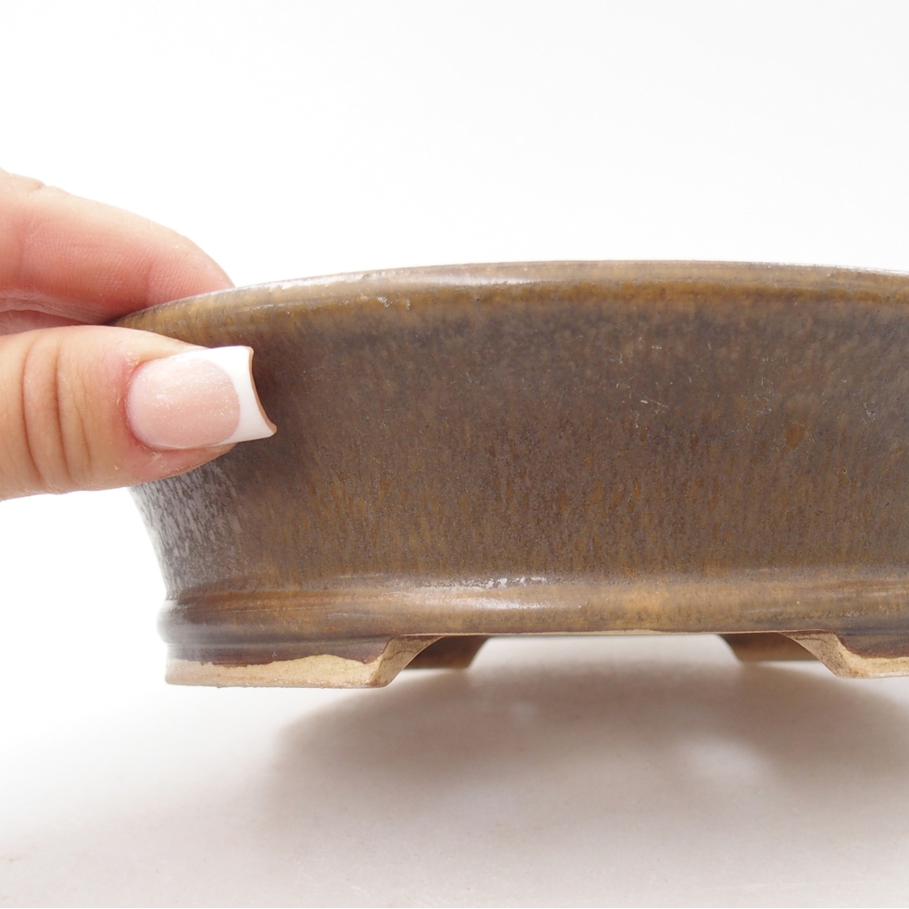 Ceramiczna miska na bonsai 17,5 x 16 x 4,5 cm, brązowa
