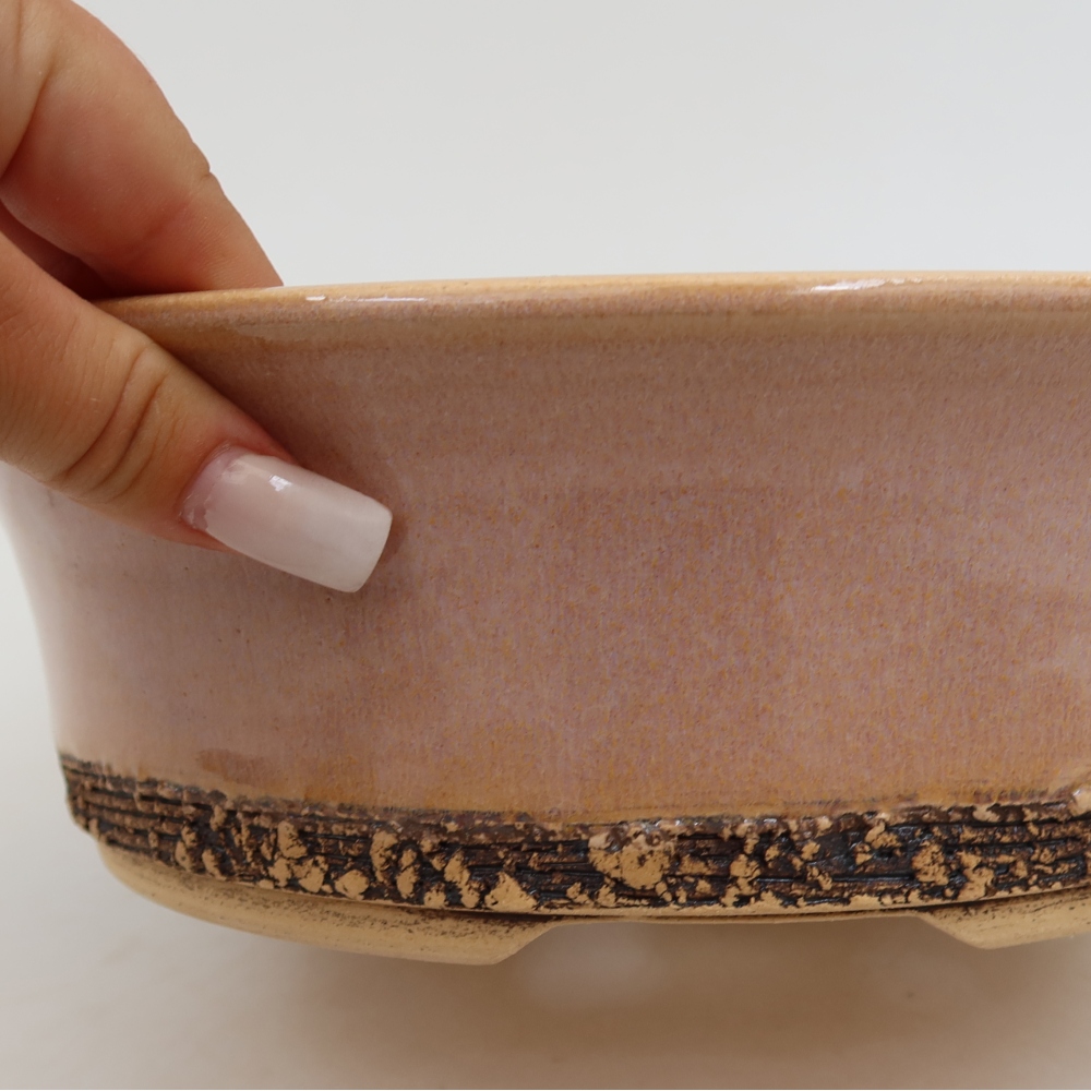 Ceramiczna miska do bonsai 26,5 x 26,5 x 8 cm, kolor różowy