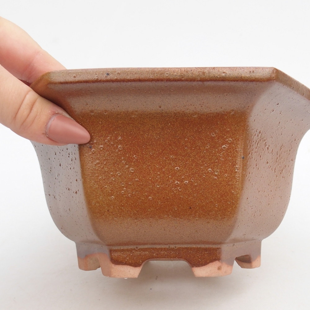 Ceramiczna miska do bonsai 18,5 x 16,5 x 9 cm, brązowa