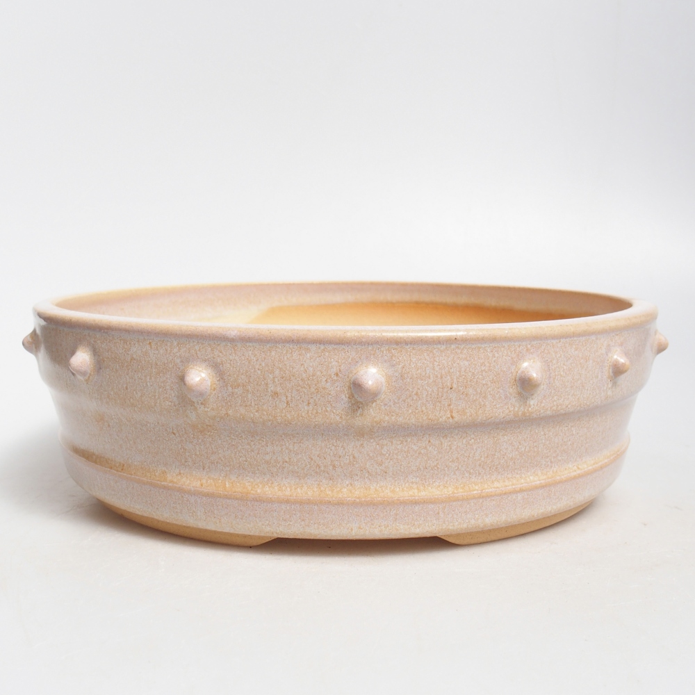 Ceramiczna miska do bonsai 22 x 22 x 6,5 cm, kolor beżowy