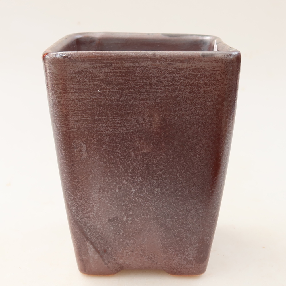 Ceramiczna miska na bonsai 8,5 x 8,5 x 11 cm, brązowa