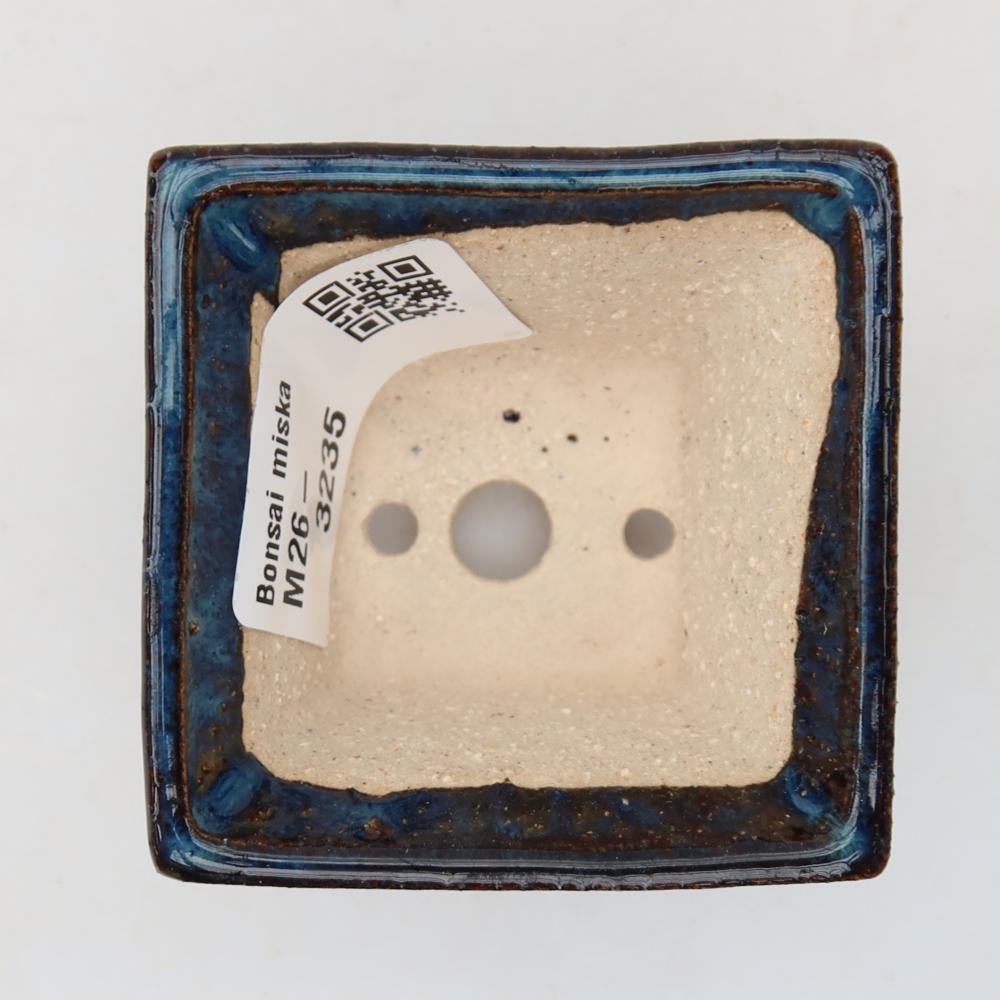 Ceramiczna miseczka do bonsai 5,5 x 5,5 x 4 cm, kolor niebieski
