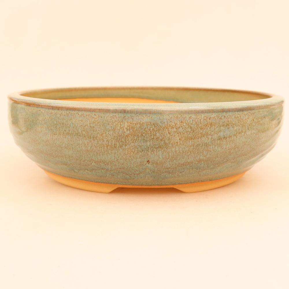 Ceramiczna miska do bonsai 26,5 x 26,5 x 7 cm, kolor zielony