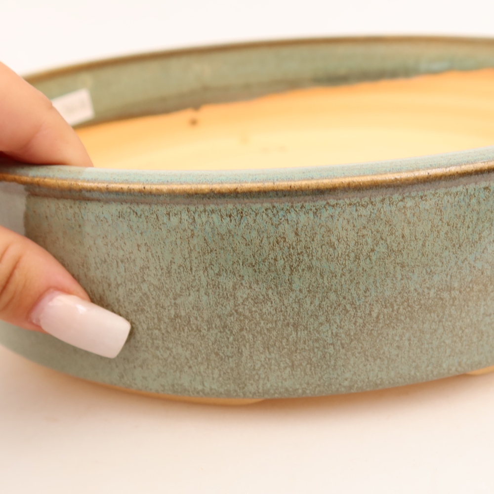 Ceramiczna miska do bonsai 26,5 x 26,5 x 6,5 cm, kolor zielony