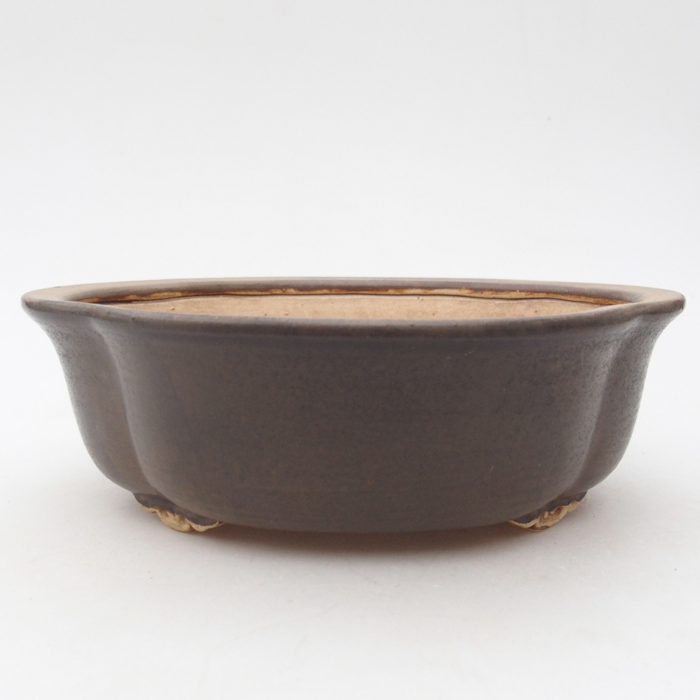 Ceramiczna miska do bonsai 18,5 x 17 x 6 cm, brązowa