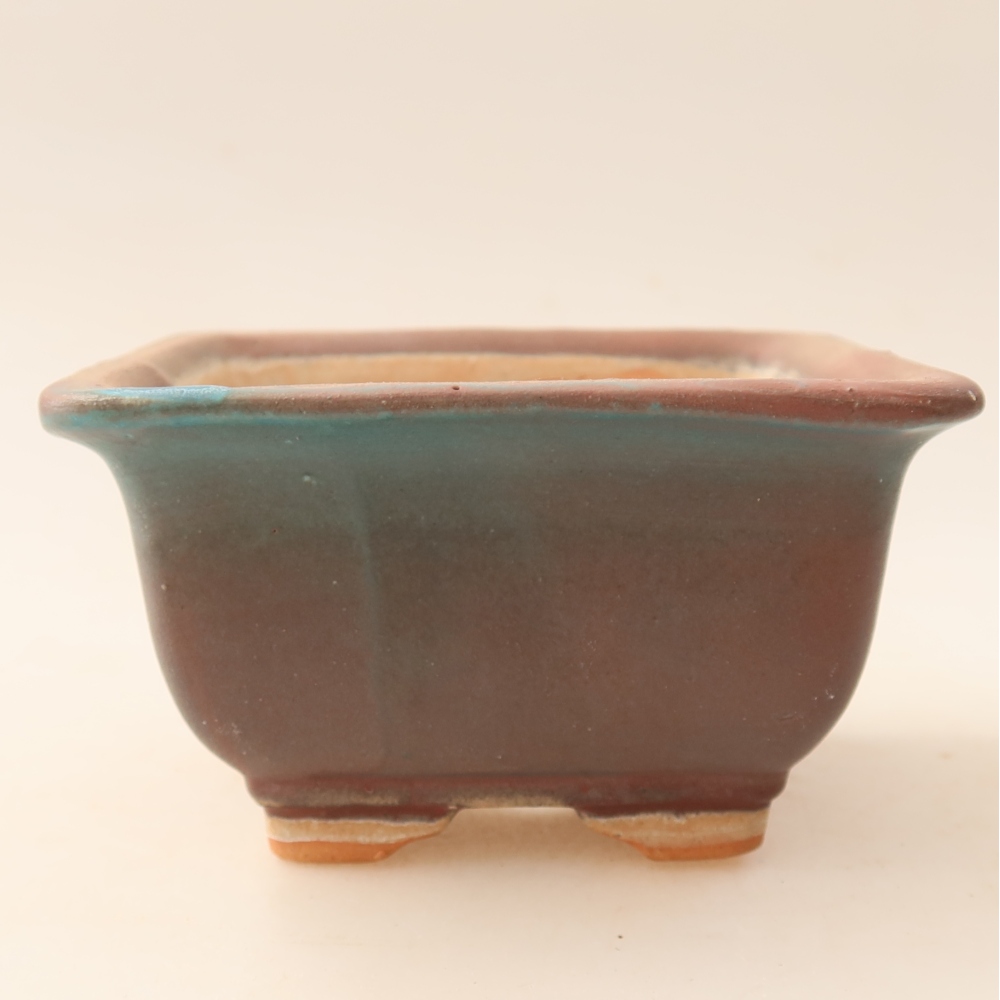 Ceramiczna miseczka do bonsai 9,5 x 9,5 x 5,5 cm, kolor metaliczny