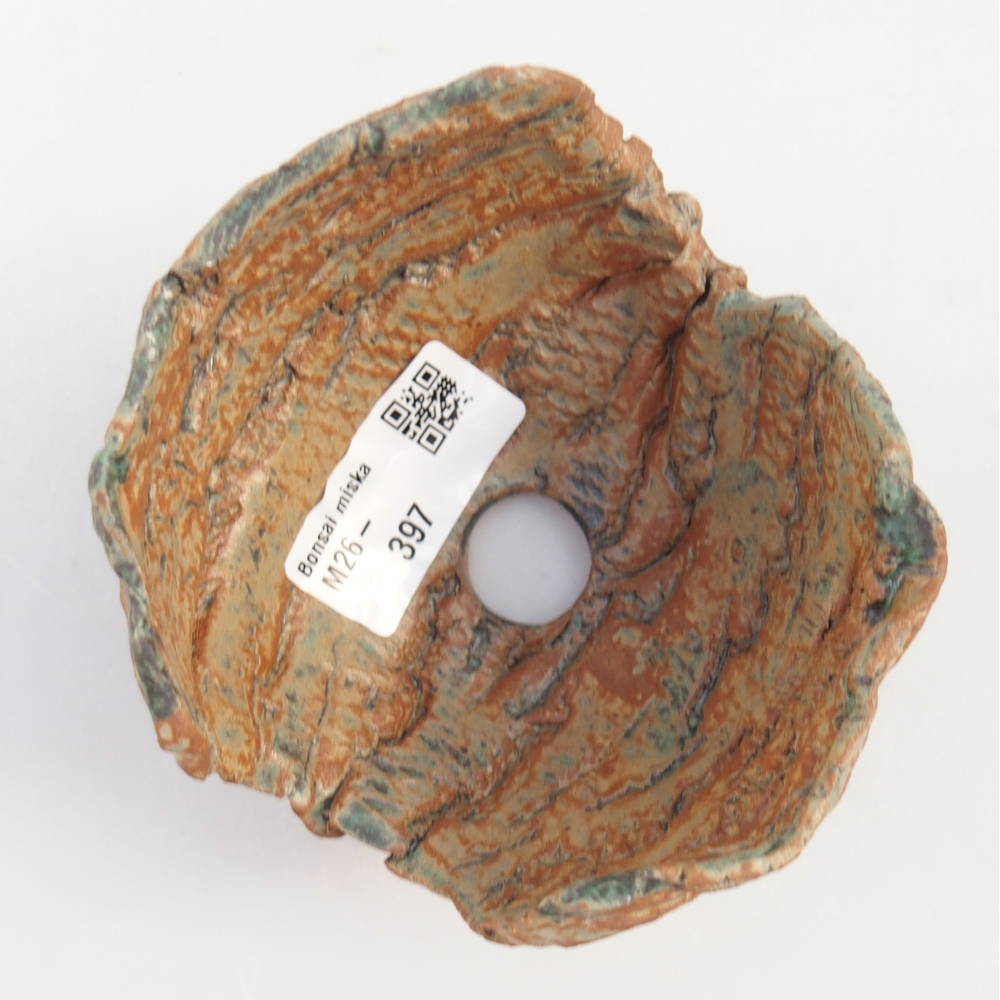 Ceramiczna muszla 9,5 x 9,5 x 6,5 cm, kolor brązowo-zielony
