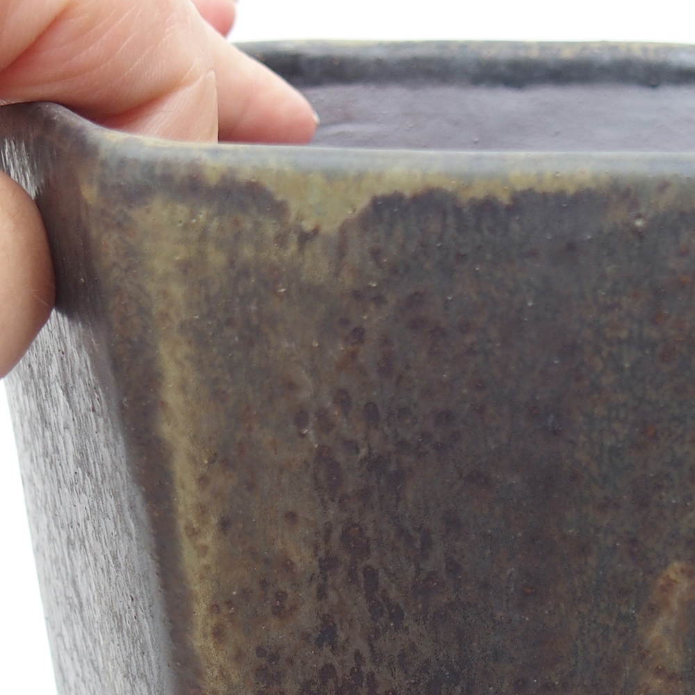 Ceramiczna miska na bonsai 13 x 11,5 x 17 cm, zielono-szara