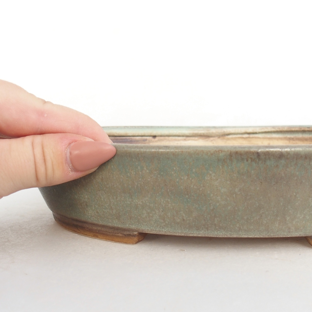Ceramiczna miska do bonsai 22,5 x 20 x 4,5 cm, zielona