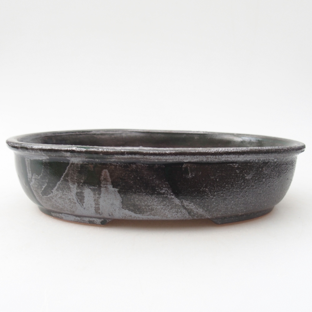 Ceramiczna miska na bonsai 22 x 17 x 5 cm, metaliczna zieleń