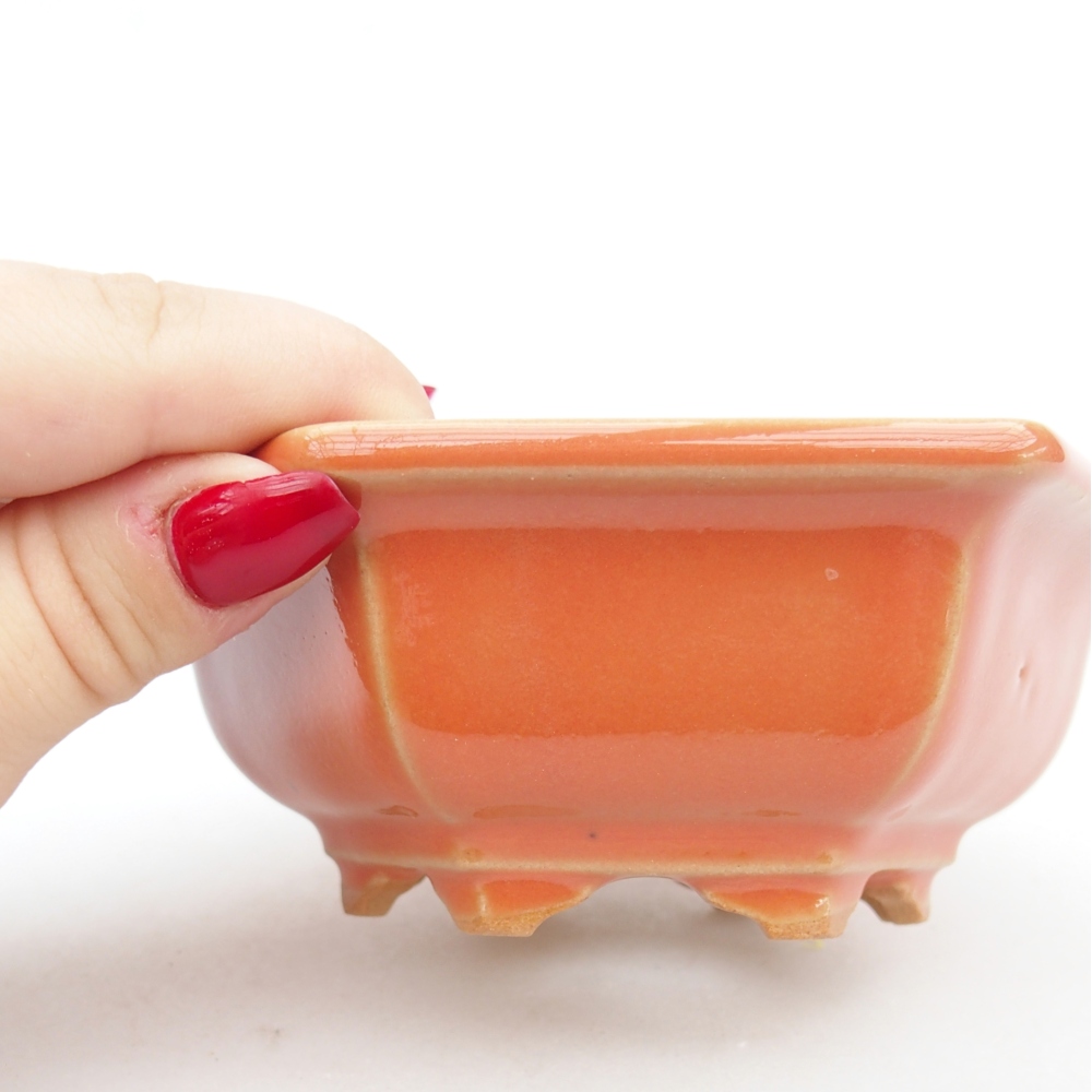 Ceramiczna miska do bonsai 12 x 10,5 x 4,5 cm, pomarańczowa