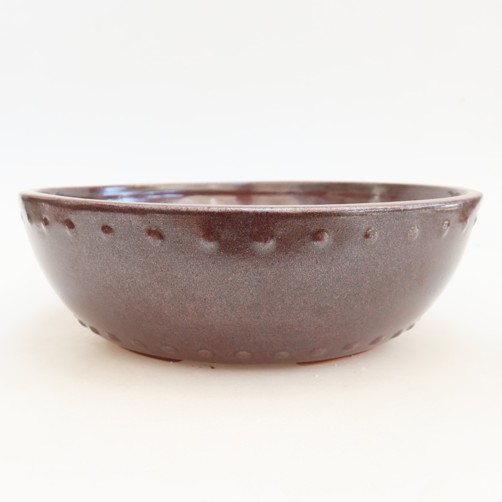 Ceramiczna miska do bonsai 24,5 x 24,5 x 7,5 cm, kolor bordowy