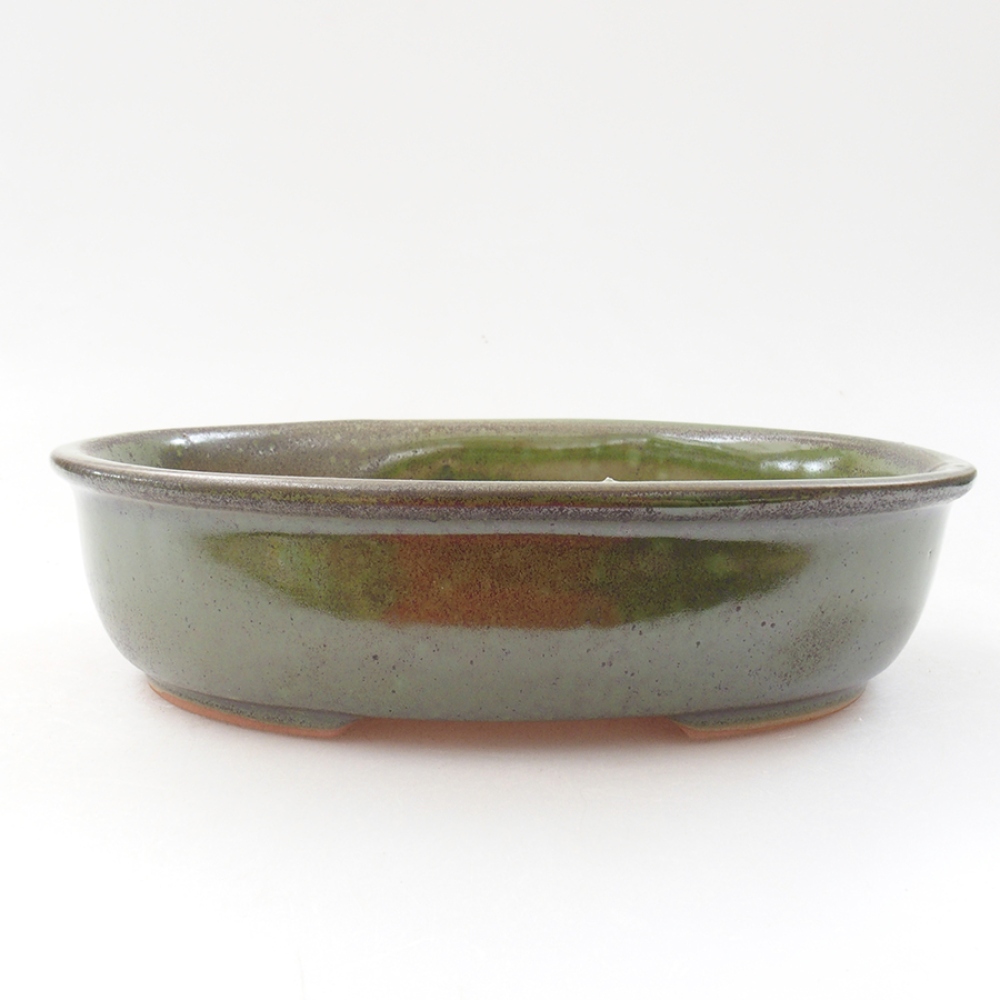 Ceramiczna miska bonsai 18,5 x 14,5 x 5 cm, kolor zielony
