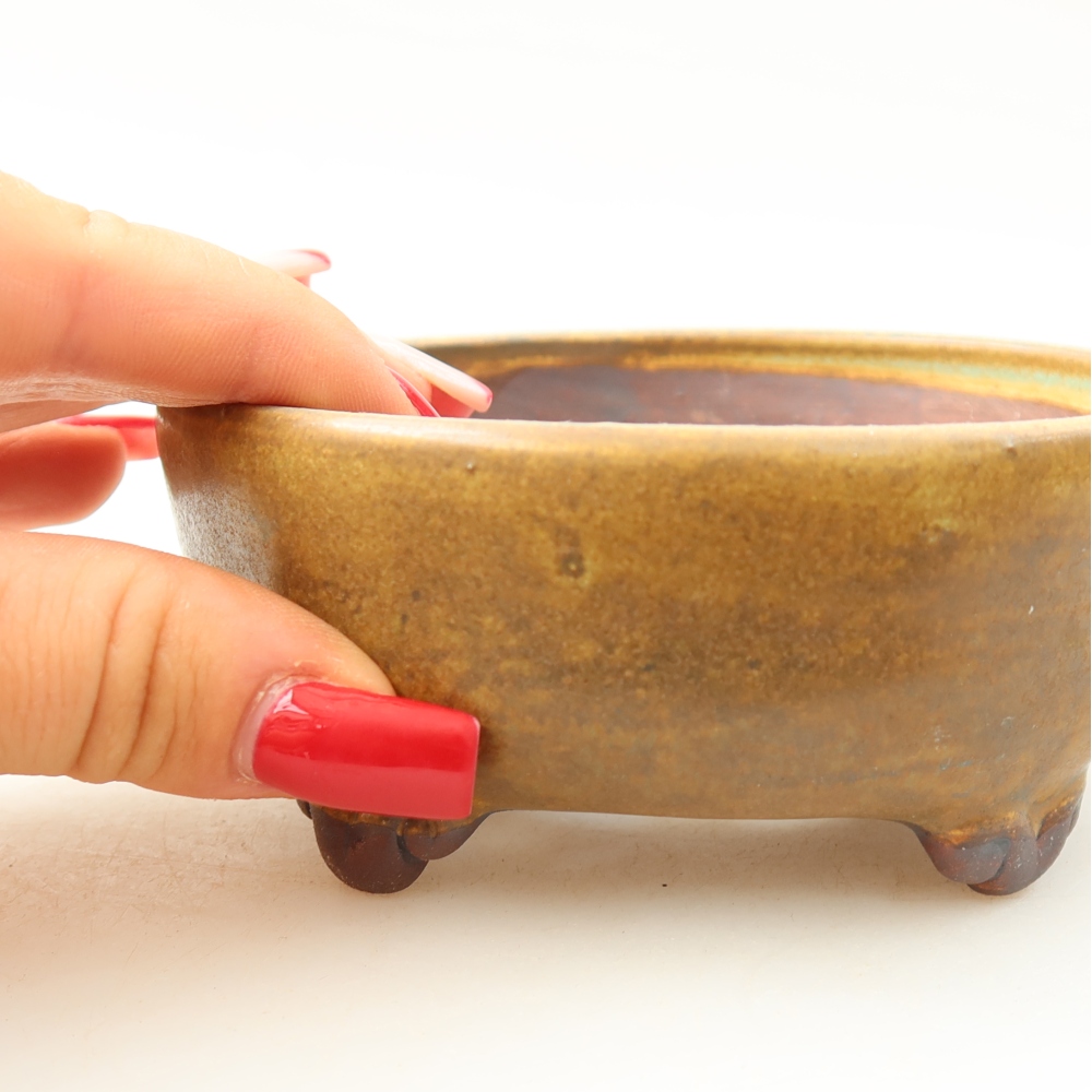 Ceramiczna miska do bonsai 10,5 x 10,5 x 4 cm, kolor brązowy