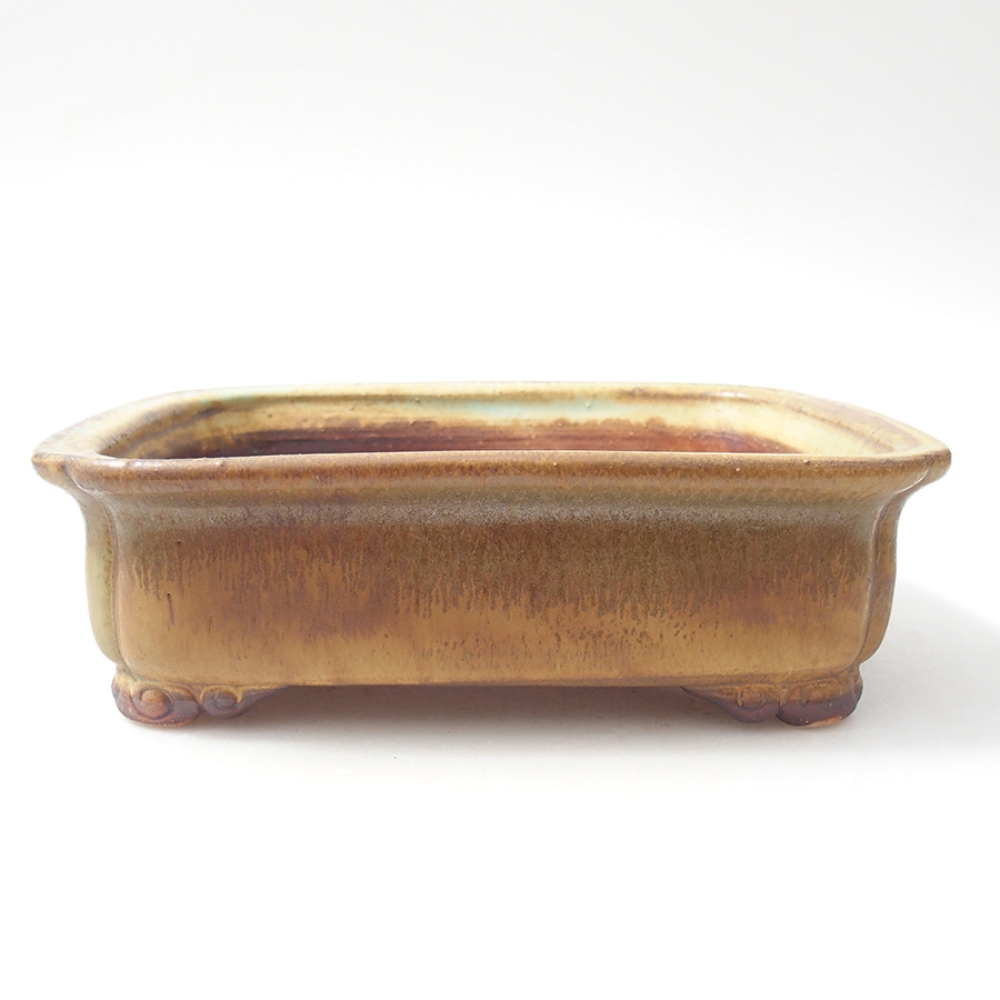 Ceramiczna miska do bonsai 19,5 x 16,5 x 6 cm, kolor zielony
